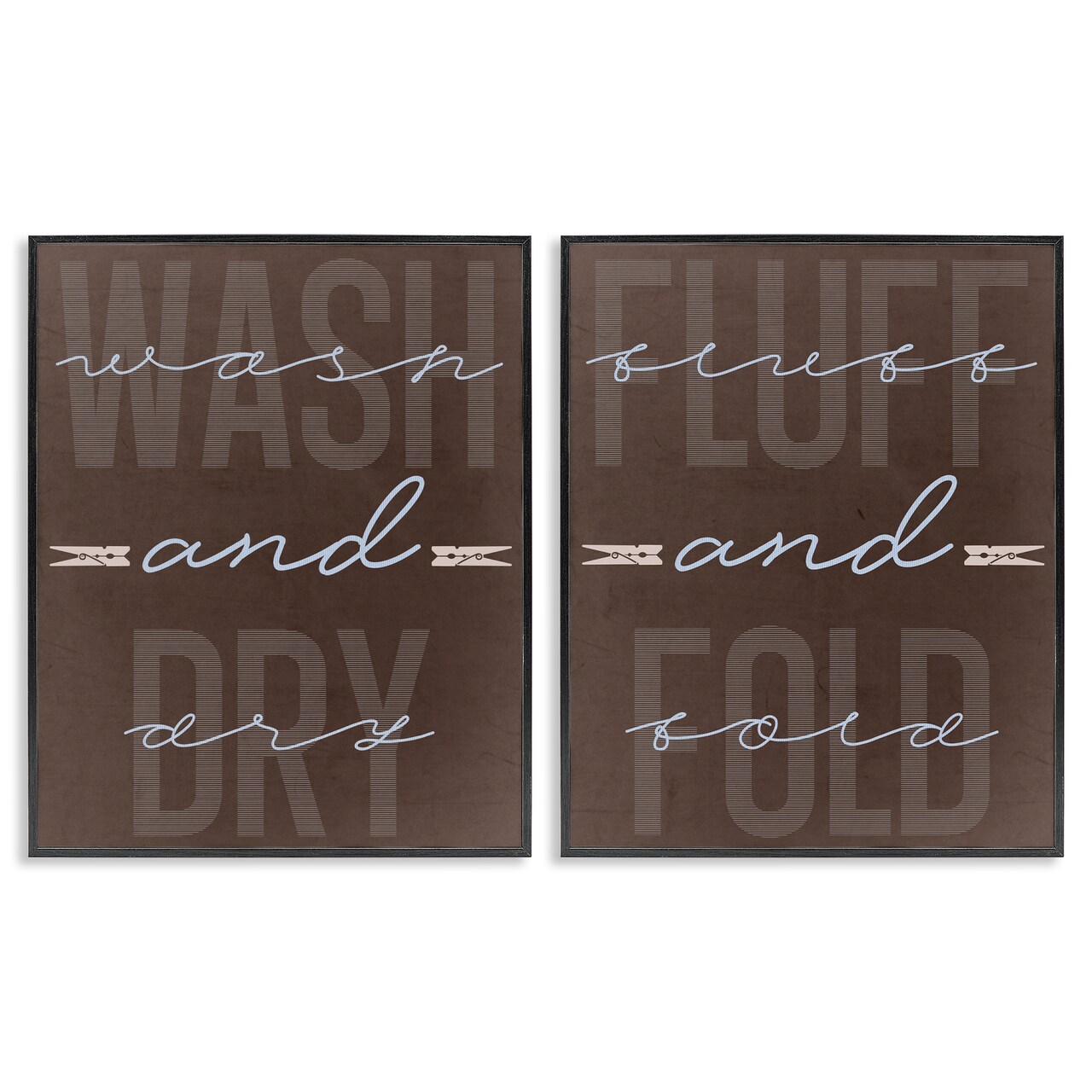 Stupell Industries Laundry Words in Brown 2pc Framed Giclee Set, design by Marcus Prime